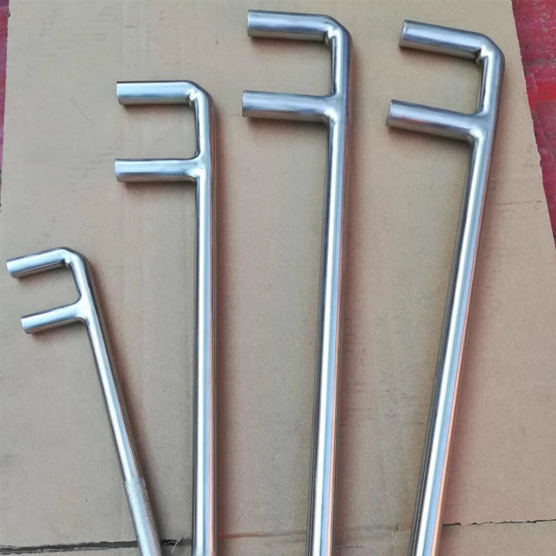 不锈钢防滑f扳手 防滑白钢两爪阀门钩扳手 f型扳手200mm-1200mm