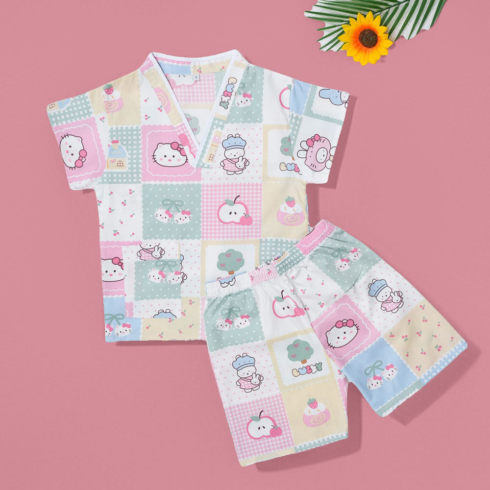 新款儿童汗蒸服100%纯棉宝宝洗浴服家居睡衣男女童小孩卡通全棉