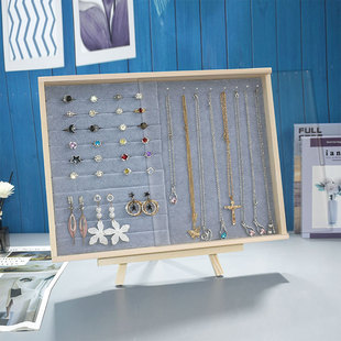 实木首饰盒防尘家用耳环板挂墙耳钉手链戒指收纳盘项链首示展示架