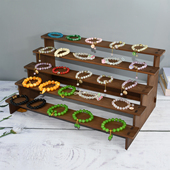 复古手办架实木阶梯展示架模型盲盒陈列架手镯文玩手链手串饰品架