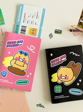 【现货】韩国代购KAKAO FRIENDS可爱春植PVC护照夹粉色黑色证件套