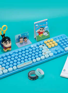 韩国正品蜡笔小新款2.4Gusb无线键盘办公家用静音笔记本电脑键盘