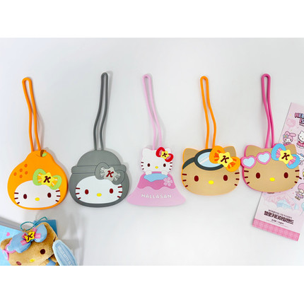 韩国正品代购三丽鸥hello kitty行李牌黑皮海女橘子登机牌防丢牌