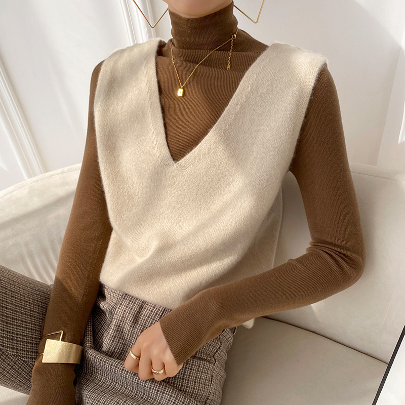 针织毛衣马甲女款2025秋季新款v领叠穿内搭背心秋冬外穿毛线马夹