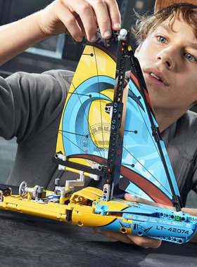 科技机械组系列游艇赛艇帆船赛车男孩儿童拼装积木玩具模型42074