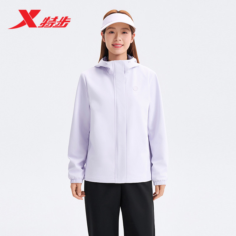 特步风衣女士官方秋季新款训练女装运动上衣宽松外套974128160379