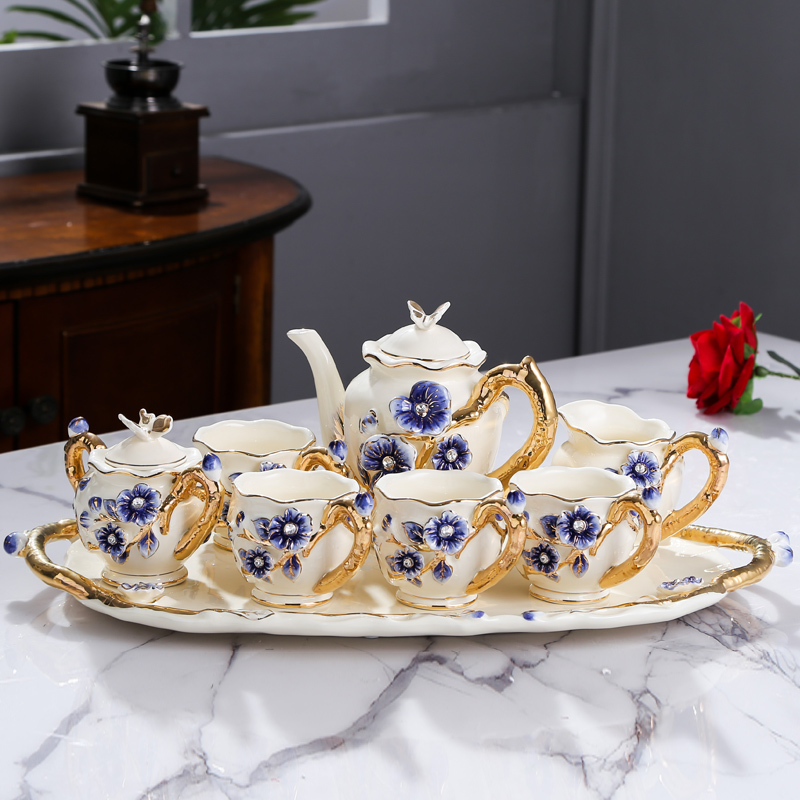 皇饰欧式陶瓷茶具套装客厅茶几摆件家居装饰品创意结婚礼物送闺蜜