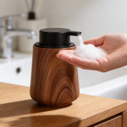 高档木纹按压起泡瓶洗手液慕斯瓶