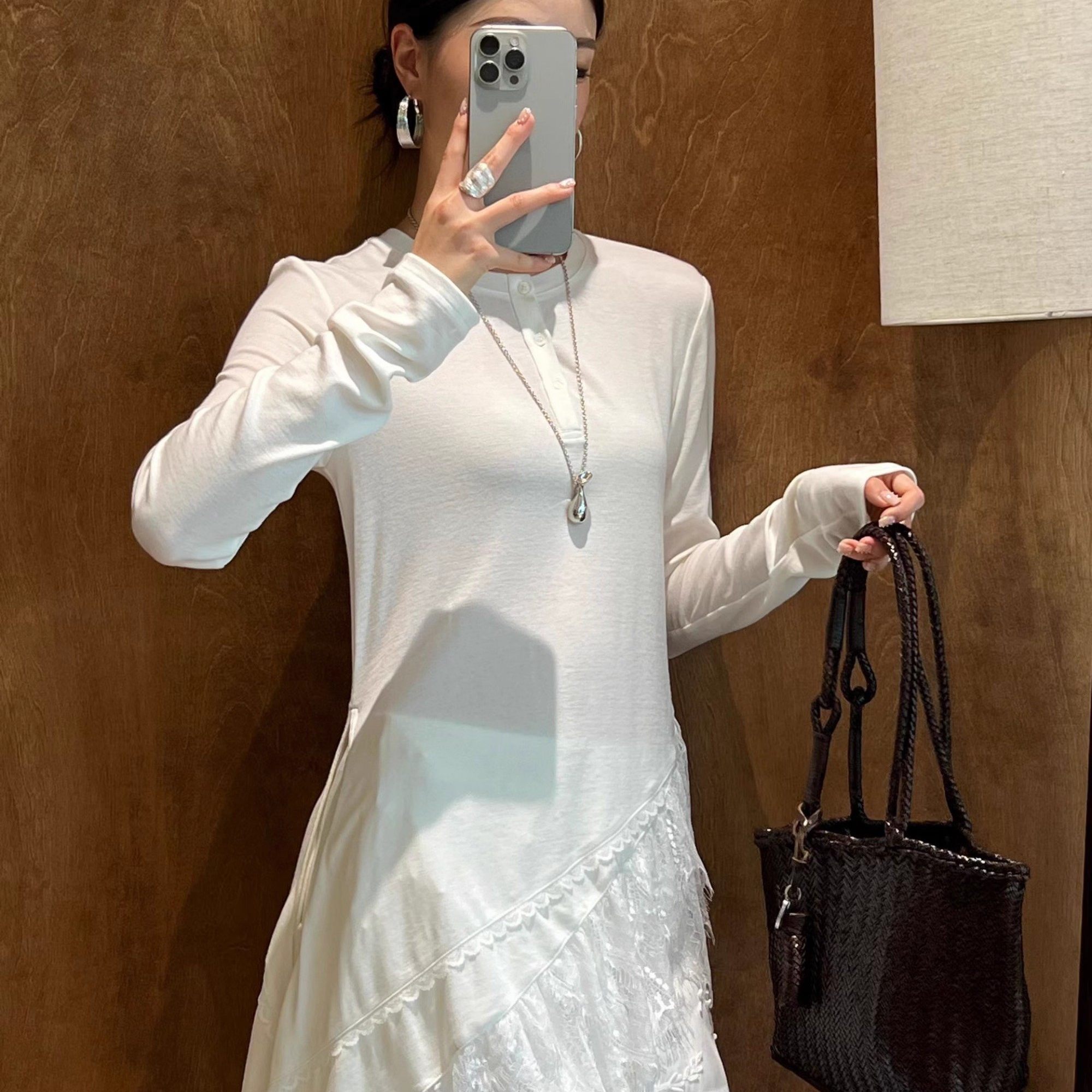 柔软羊毛天丝亨利领T恤打底