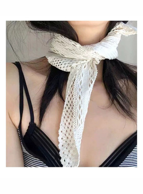 精致刺绣镂空花边三角巾头巾