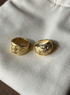 925银编织拉丝工艺饱满地雷戒指