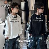 100%纯棉男童t恤长袖 上衣t 时髦潮流百搭打底衫 春秋2025新款 打底衫