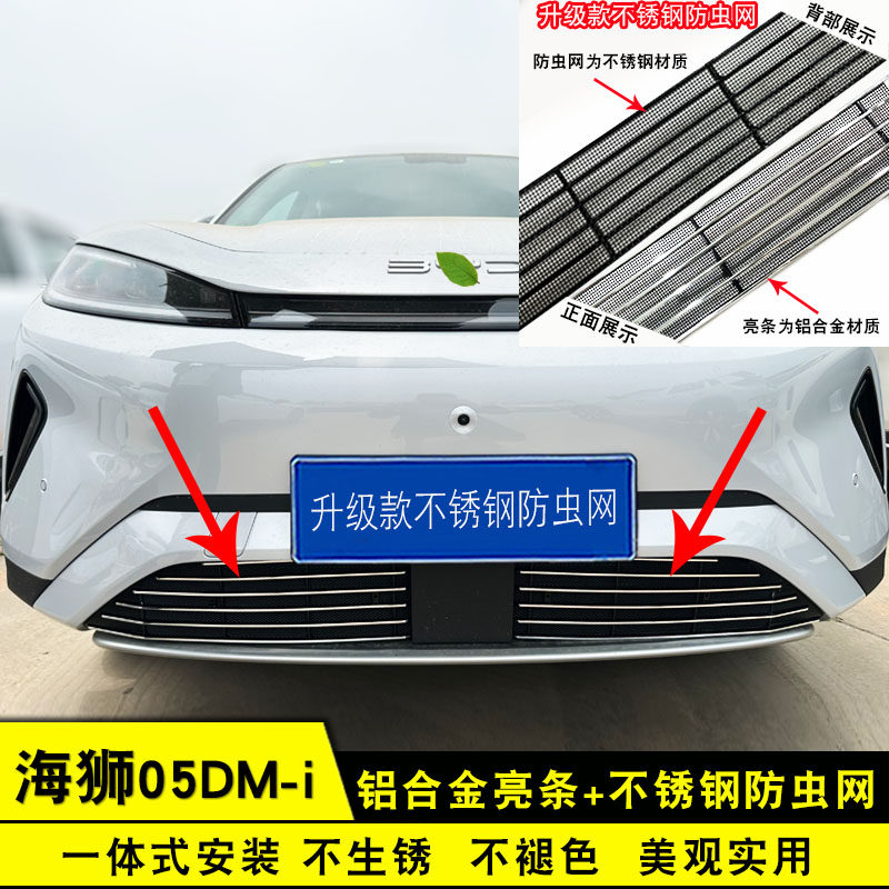 26款海狮05dmi防虫网中网前脸外观改装装饰配件汽车防护用品亮条