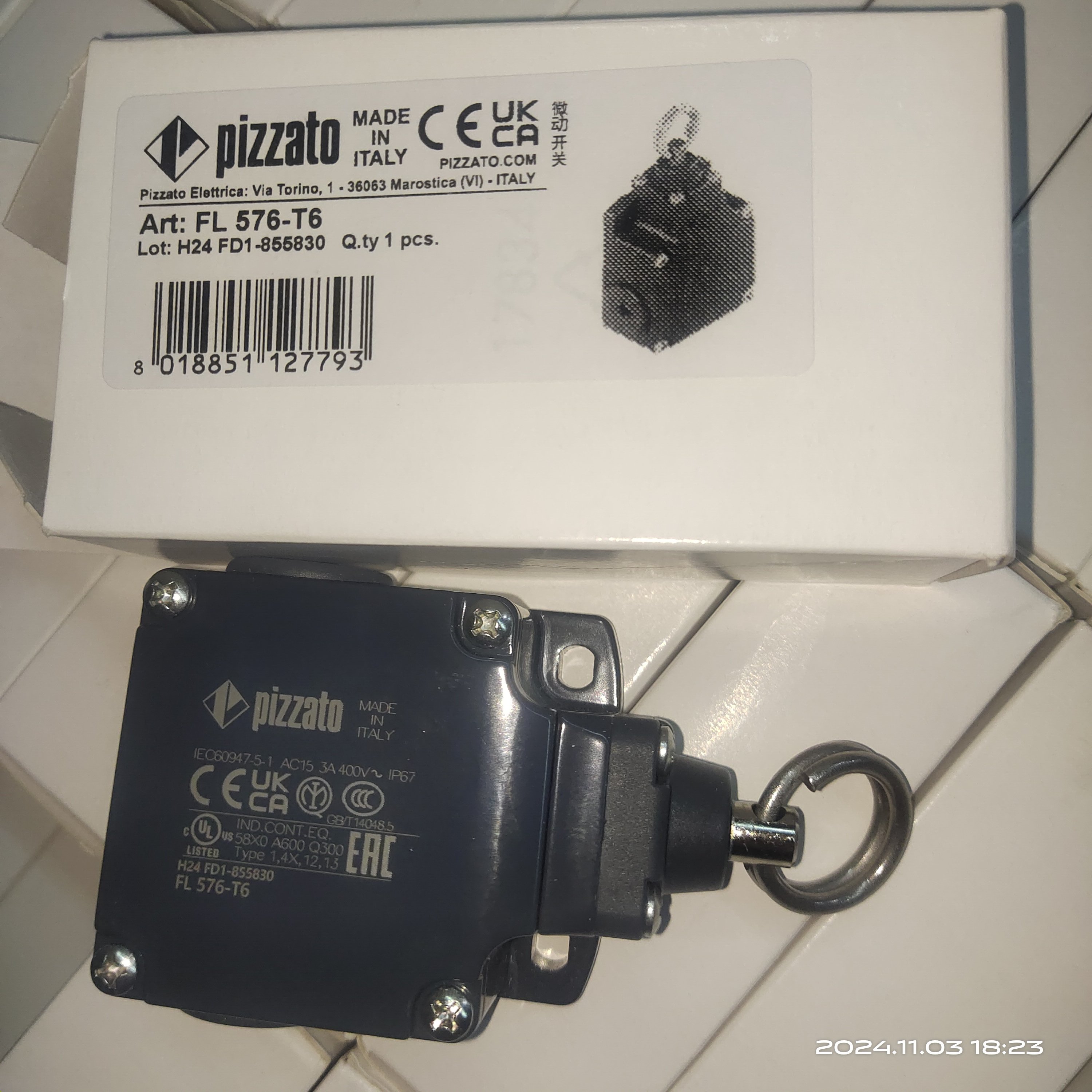 FL576-T6耐低温拉绳开关原装pizzato全新FL 576-T6冷库门开关现货