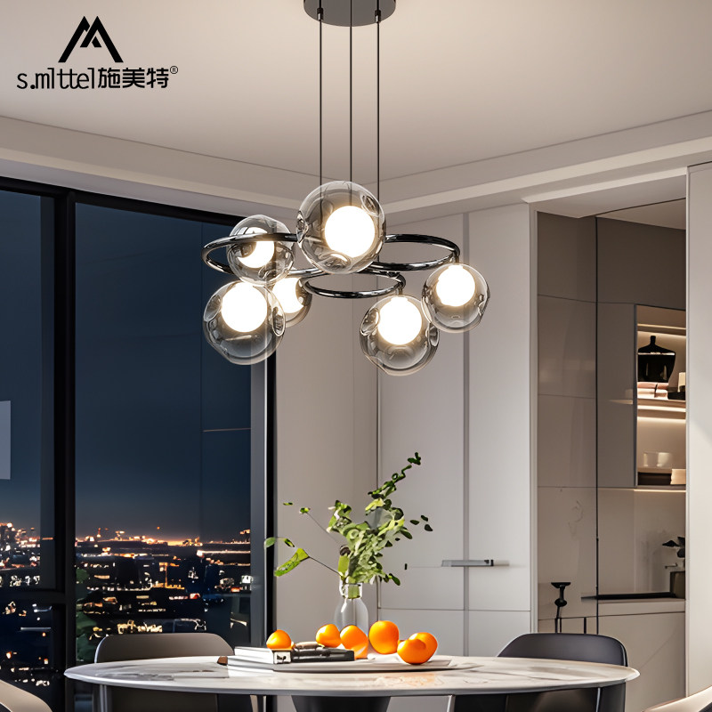 魔豆分子饭厅吊灯新款轻奢高级感创意艺术饭厅圆形餐桌吧台吊灯
