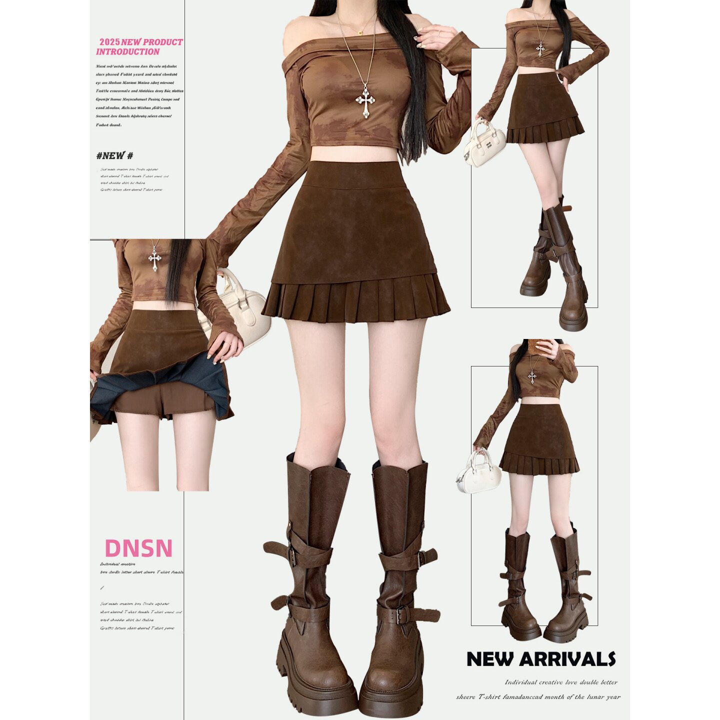 大码胖mm棕色鹿皮半身裙女秋冬新款美拉德咖色麂皮绒百褶包臀短裙