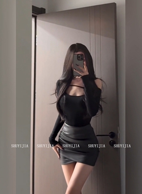 微胖mm黑色皮裙a字半身裙女春季小个子PU皮半裙高腰显瘦包臀短裙