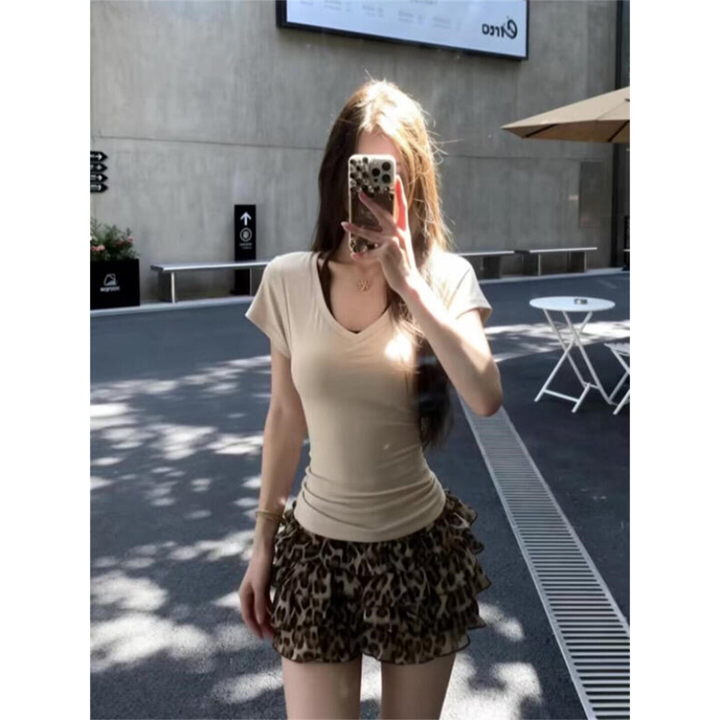 豹纹荷叶边蛋糕半身裙女夏美式辣妹风高腰A字短裙胖妹妹mm蓬蓬裙