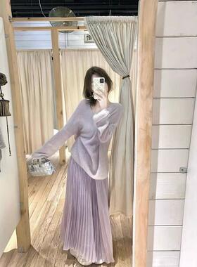 纱裙女甜美多层蛋糕网纱半身裙浅紫色气质优雅松紧腰公主A字长裙