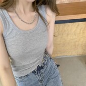 休闲运动灰色背心吊带女2025年秋季 纯色韩系内搭工字打底上衣外穿