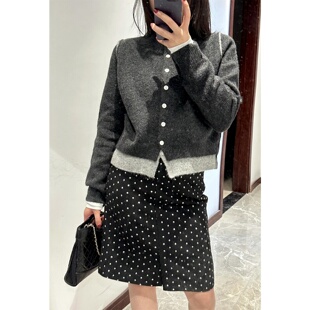 中裙开叉a字短裙 胖mm高腰包臀西装 miu系波点半身裙女夏季 好看大码