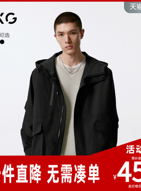 GXG男装 商场同款 黑色连帽户外夹克男外套 24秋季新品G24X213028