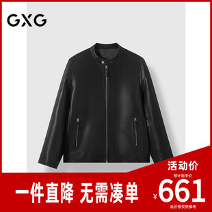 GXG男装 高品质羊皮轻奢仿皮上衣通勤圆领夹克外套 2026冬季新品