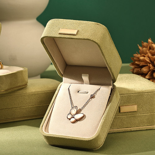 首饰盒鹿皮绒薄荷绿戒指盒