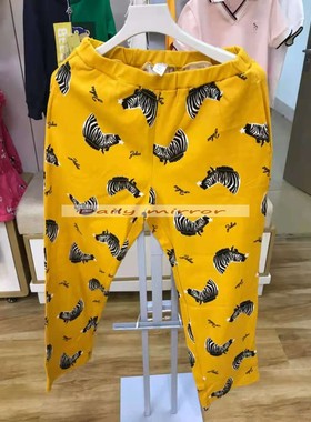 爱mu旗下纯棉家居裤睡裤大童 成人 女士可爱舒适纯棉宽松直筒长裤