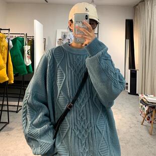 男生毛衣韩版休闲针织线衣秋冬学生港风潮流ins宽松加厚上衣外套
