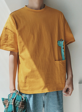 超火cec短袖t恤男潮牌潮流港风ins上衣服体桖学生宽松夏季五分袖