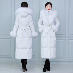 逐雅真大毛领2023年新款 过膝到脚踝鸭绒加厚超长 皮草羽绒服女长款