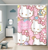 HELLO 凯蒂猫浴室浴帘卫生间防水布免打孔防霉加厚淋浴隔断 KITTY