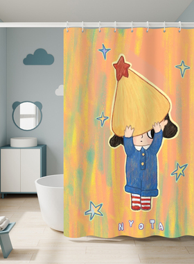 泡泡玛特noyta浴室浴帘卫生间防水布免打孔防霉加厚淋浴隔断帘