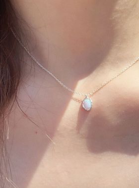 EPUUS925银椭圆澳宝欧泊石项链