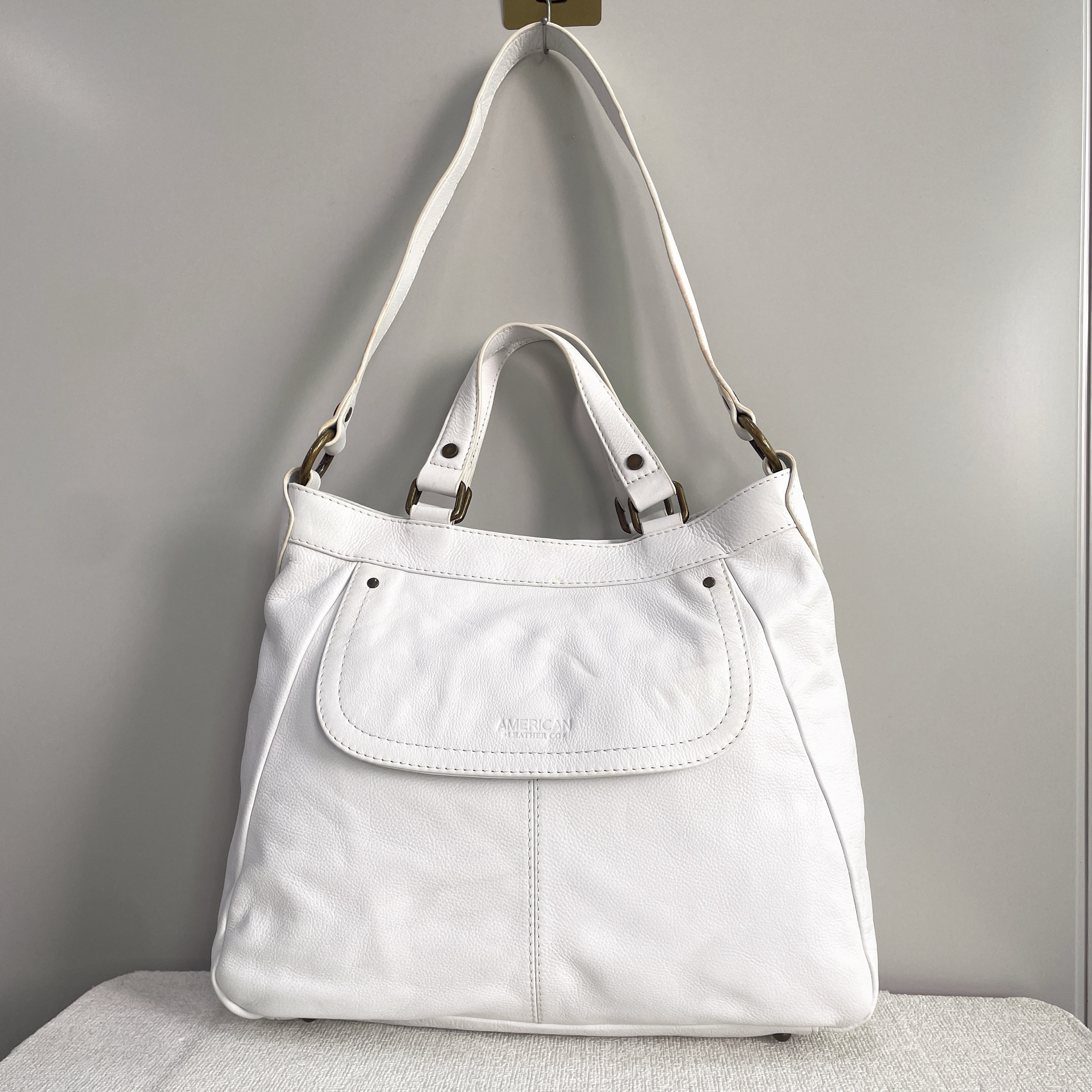 外贸样板包出美国AMERICANLEATHERCO柔软细腻纯牛皮手提单肩包