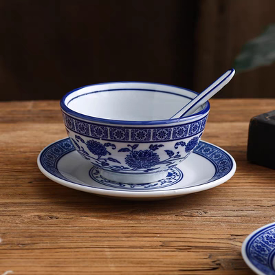 糖水店专用水果甜品碗碟高级感商用青花陶瓷糖水碗双皮奶碗耐高温