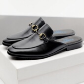 广州汉慕思牛皮春夏款 休闲透气性平底舒适拖鞋 男皮凉鞋 英伦时尚