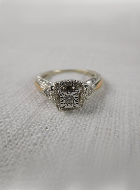 华杰 wish热卖双色镶白色锆石戒指 欧美跨境热卖女性周年爱情戒指