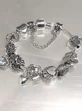 镀银925 跨境直供 欧洲魅力DIY饰品 精美女士手链礼物 工厂批发