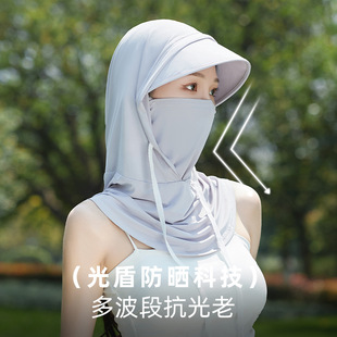 防晒口罩女护颈面罩防紫外线挂耳式骑行头套冰丝透气遮阳防晒面纱