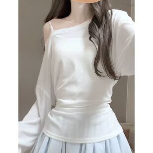 慵懒风罩衫女夏季新款宽松T恤薄款设计感微透外穿上衣韩版绑带