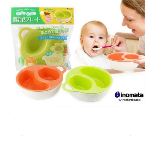 日本进口INOMATA婴儿辅食碗宝宝双层碗婴幼儿分餐防摔餐盘微波炉