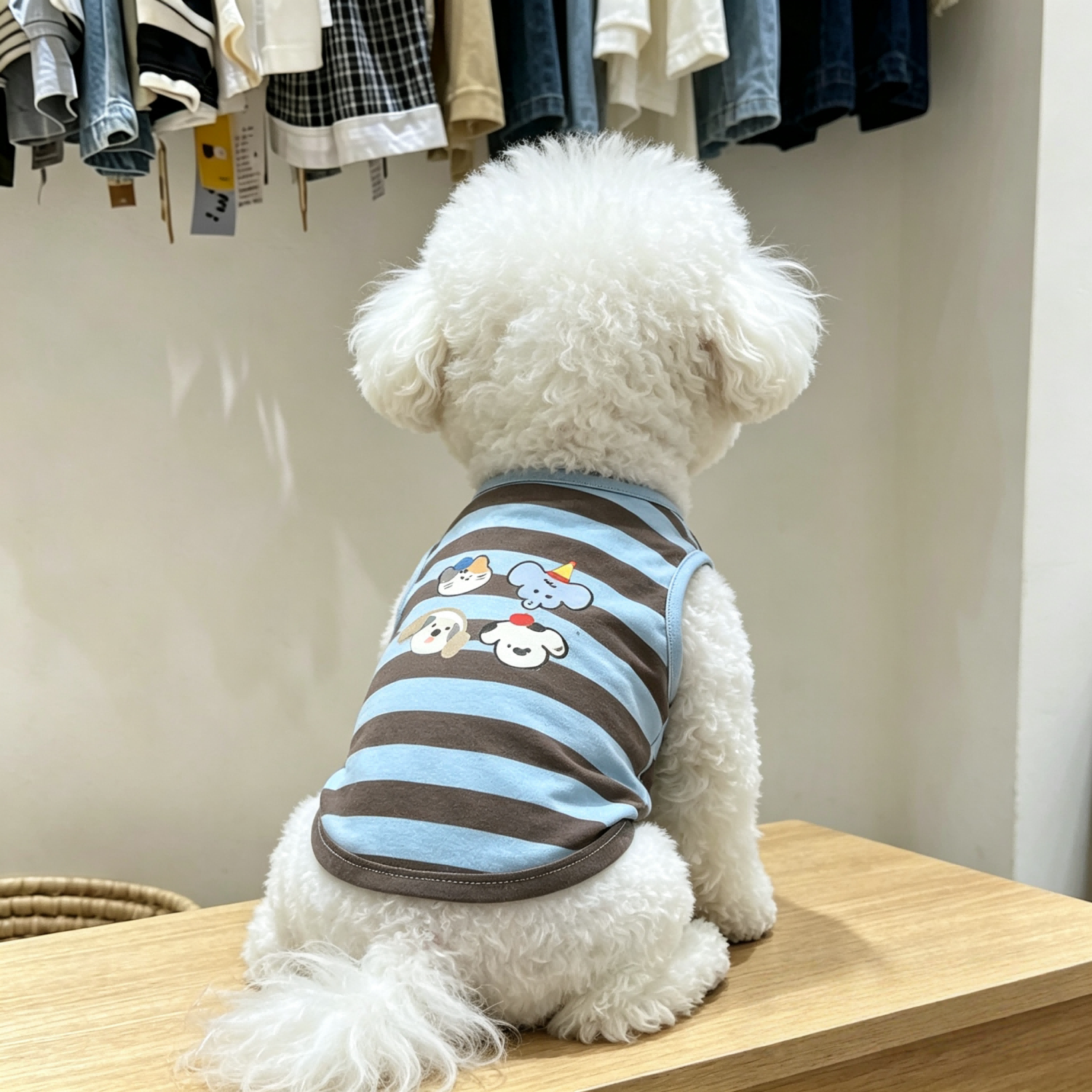 春夏薄款防晒条纹中小型犬背心