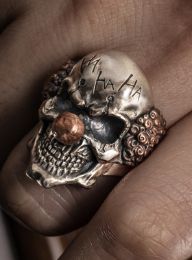 伏尔甘小丑925纯银嘻哈夸张骷髅