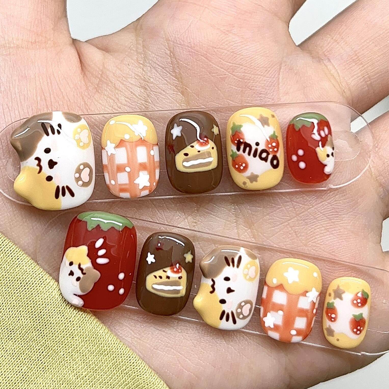 可拆卸豆豆甲可爱秋冬美甲成品