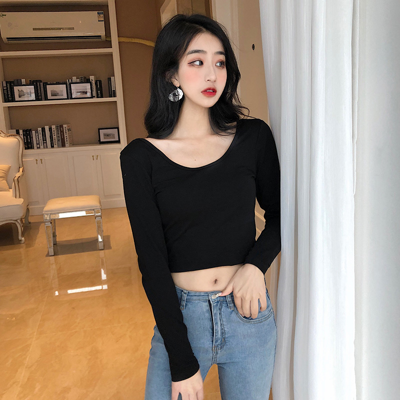 大领口修身洋气甜辣露背正肩显瘦