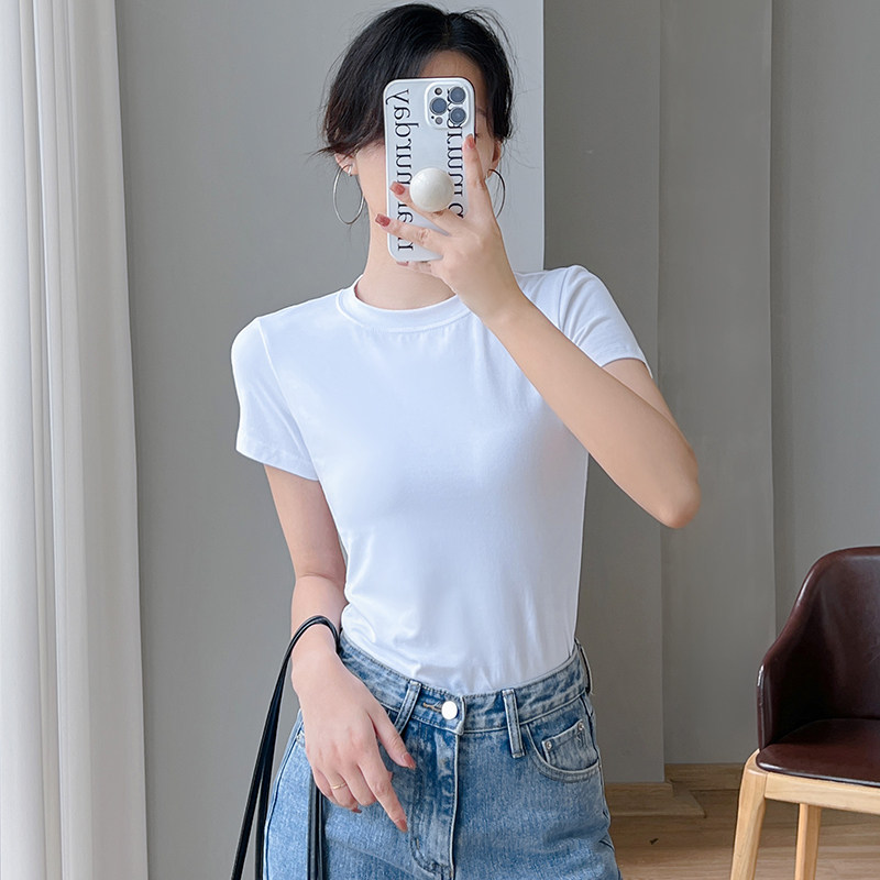 短袖百搭韩版纯棉女修身气质半袖