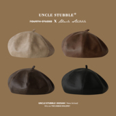 韩系百搭皮质贝雷帽女生2026新款 文艺蓓蕾帽大版 型显脸小南瓜帽子