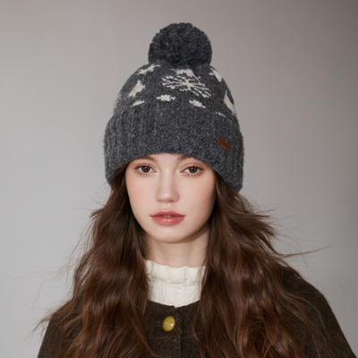 冬季加厚保暖费尔岛毛线帽